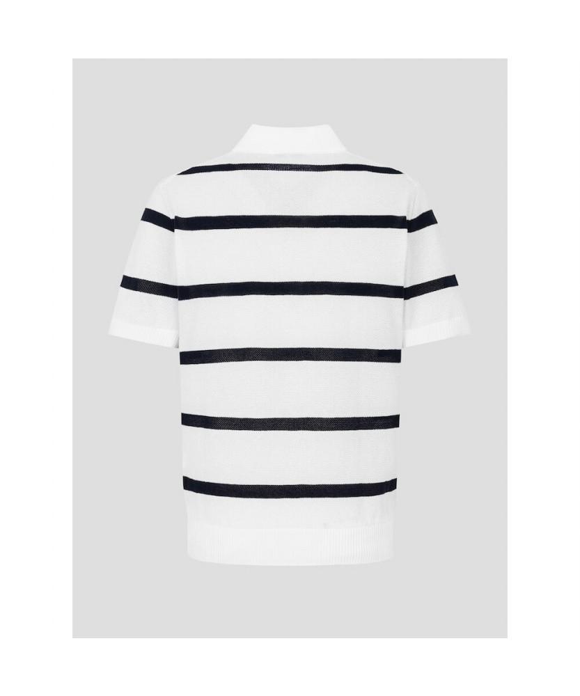 Binpolmen Bold Stripe Collared Neck Knit White