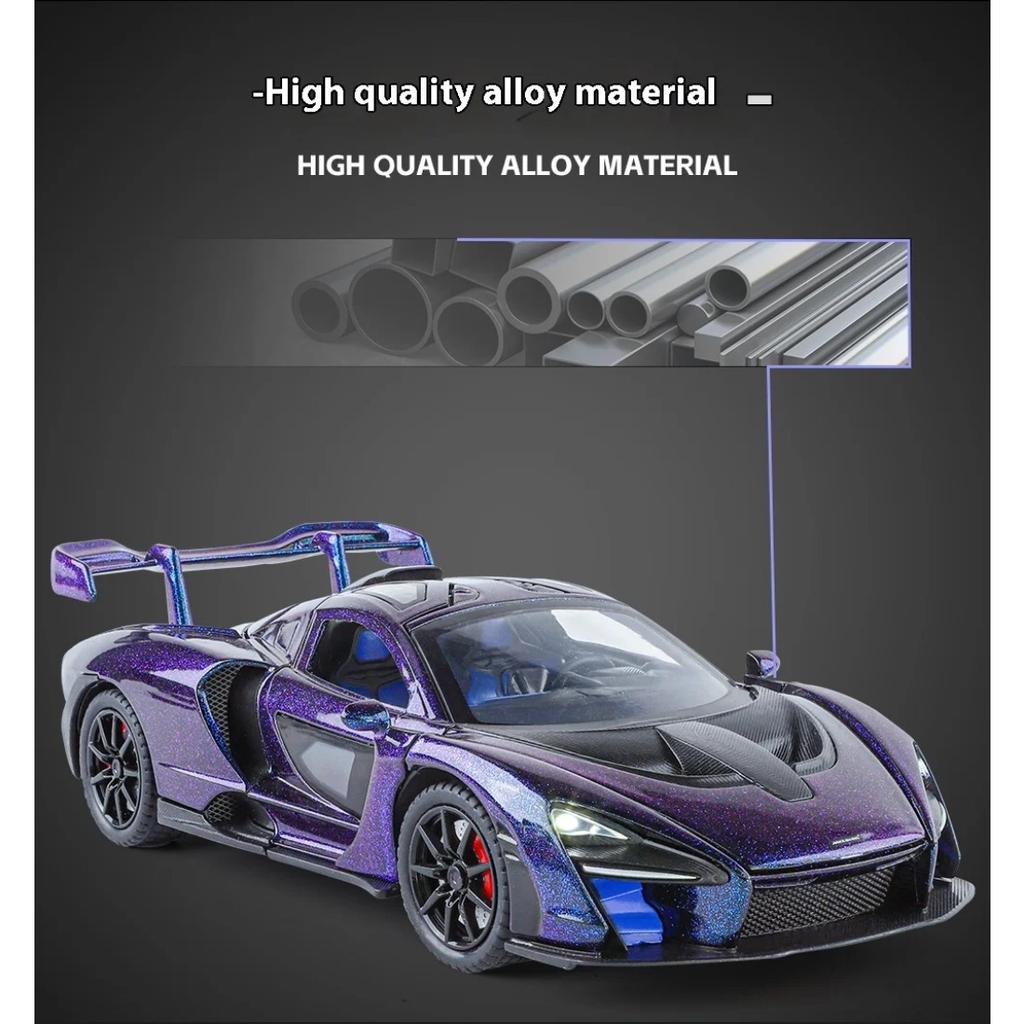 1/24 Scale Mclaren Senna Super Racing Car Alloy Diecast Model Car Adult Collectibles Sound & Light Hobby Holiday Gifts with Boyfriend