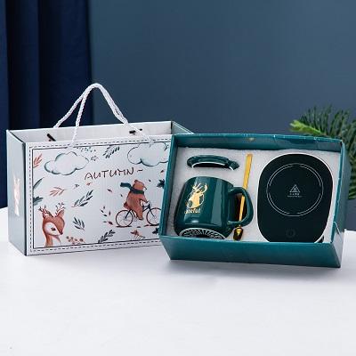 400ml Smart Ceramic Cup Coaster Warmer Thermostatic Coffee Heating Electric Mug Set Milk Tea Heating Water Coffeeware 400ml