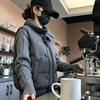 Women Short Medium Length Down Jacket Winter Warm Stand Collar Solid Color Casual Outerwear Coat