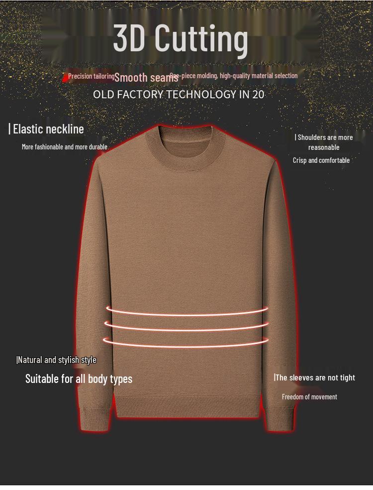 Men's High-Quality Imitation Wool Sweater: Autumn & Winter Warm Half-High Collar Base Layer