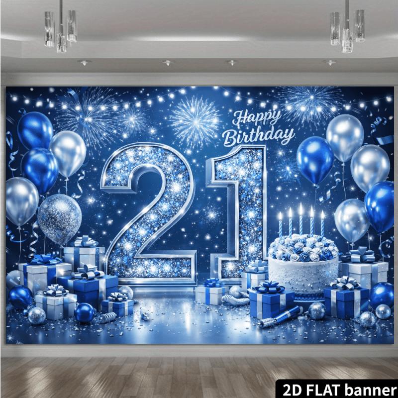 2D flat surface 1 piece 21st birthday adult ceremony background cloth suitable for indoor room decoration