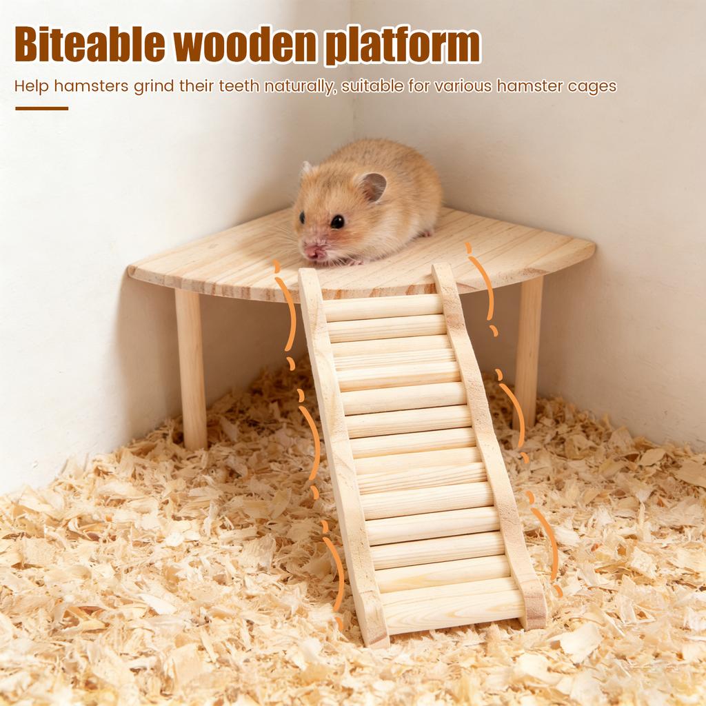 Wooden Hamster Ladder Platform Jumping Board Playground Hamster Climbing Stairs Toy Cage Accessories for Gerbils Small Pets