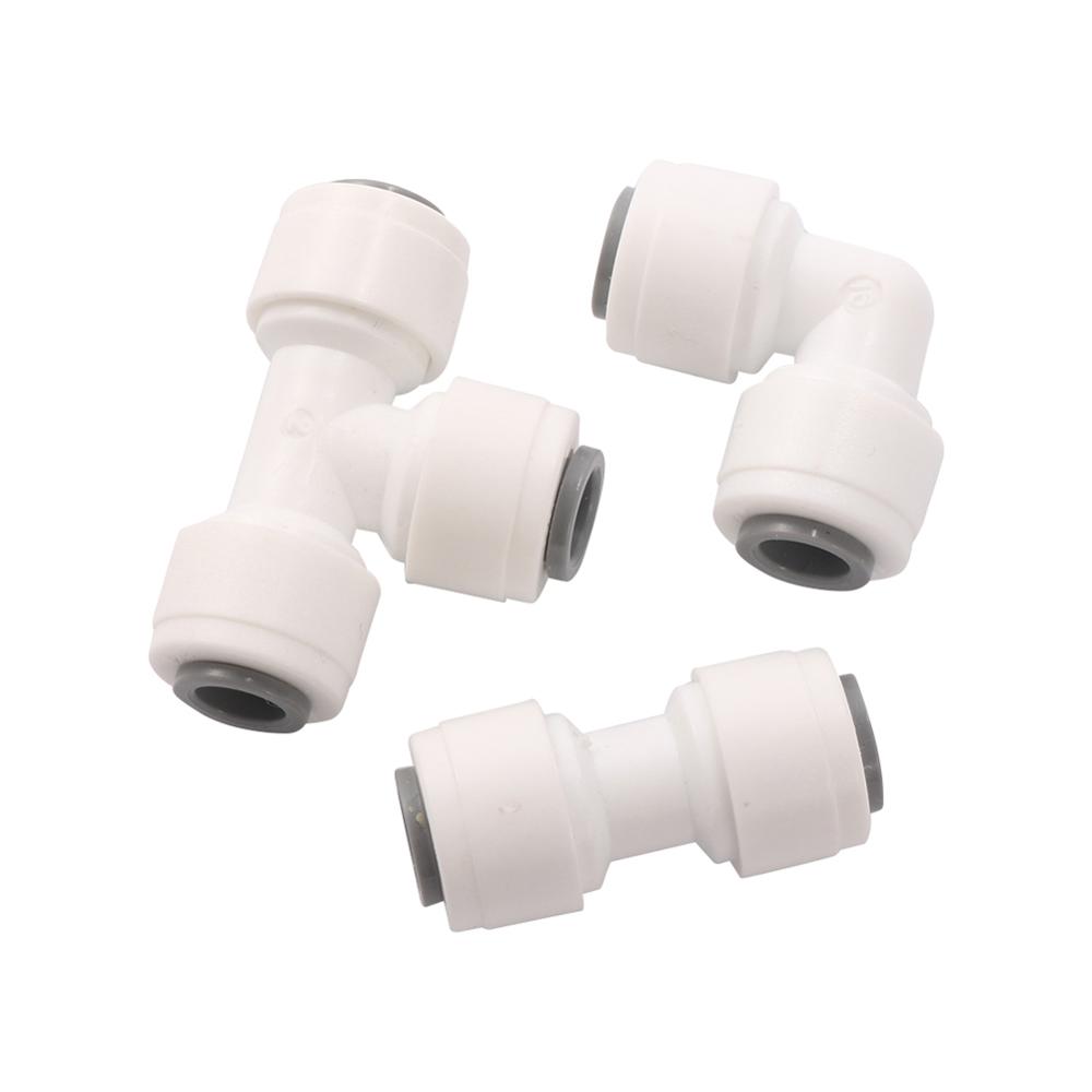 1/4" Pipe Push-in Connector Tee Elbow Straight Connector Water Purifier Cooling Spray Cooling System Aquarium Pipe Fitting 10Pcs