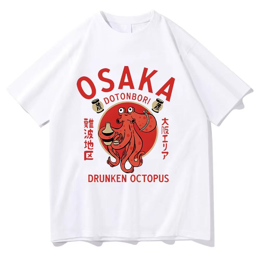 2026 Osaka Dotonbori Berusad Bläckfisk T-shirts Japansk Mat Roliga Bomulls T-shirts Sommar Mode Dam Herr Toppar Vintage