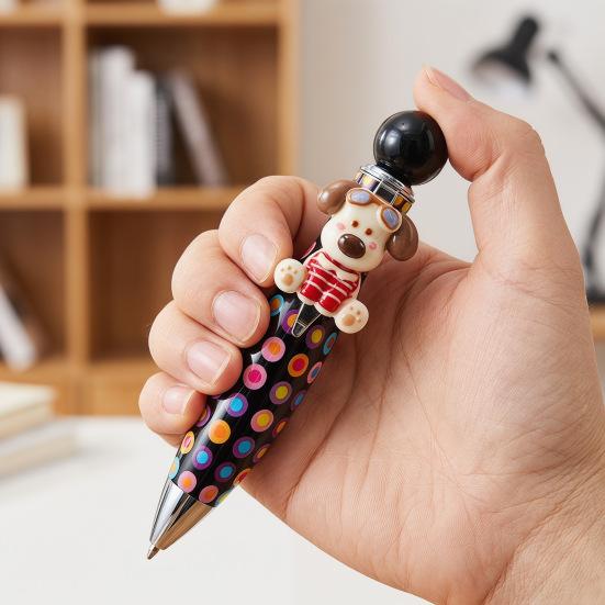 Cartoon Retractable Ballpoint Pen for Students Cute Dog Gel Pen