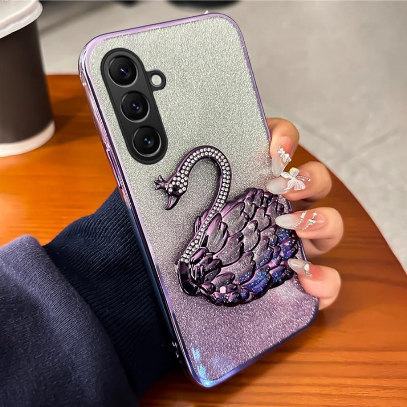 For Samsung Galaxy A07 / A07S / A08 / A18 Case with Cute Butterfly Stand Luxury Slim Gradient Clear Plating Glitter Girls