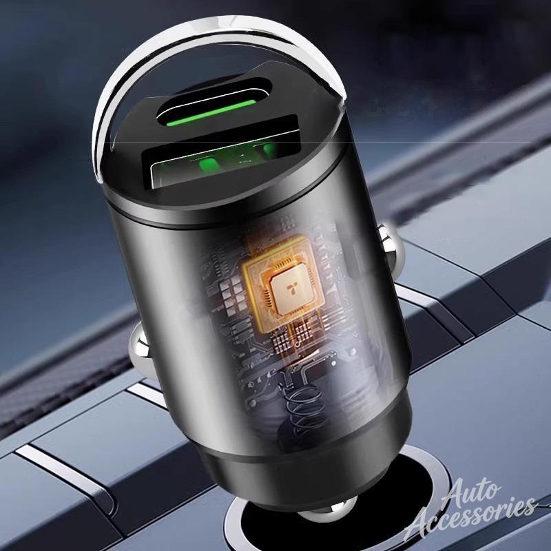 100W Mini Car Charger Lighter Fast Charging USB Type-C Dual Port Invisible For Porsche Panamera Macan Boxster Cayman 911 sticker VT6