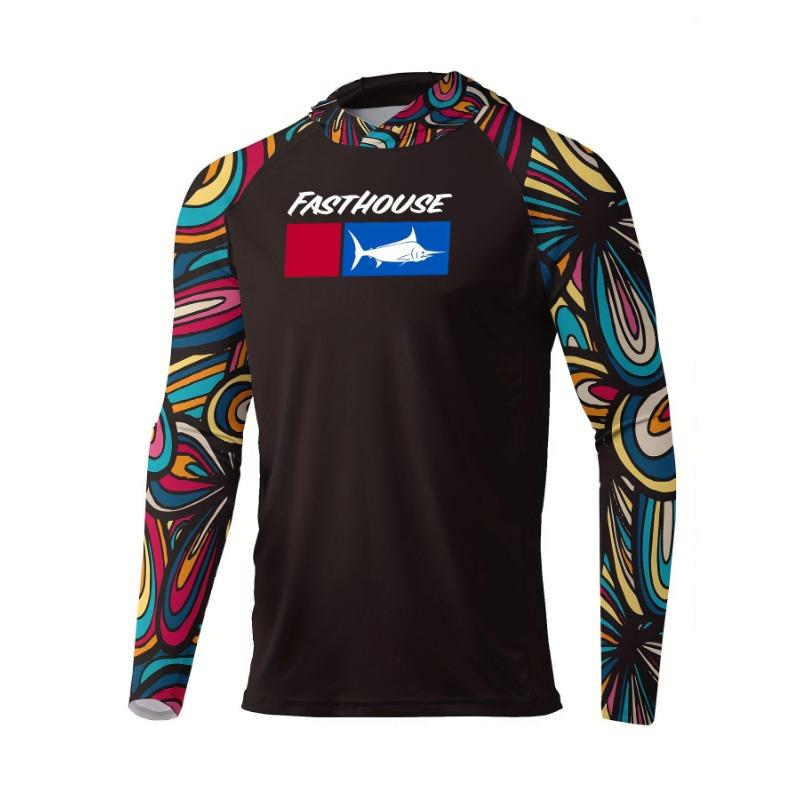 Men's Fishing Shirt Hooded Long Sleeve Sunblock UPF 50+ Outdoor Camouflage Moisture Wicking Jersey Fishing Apparel Tops