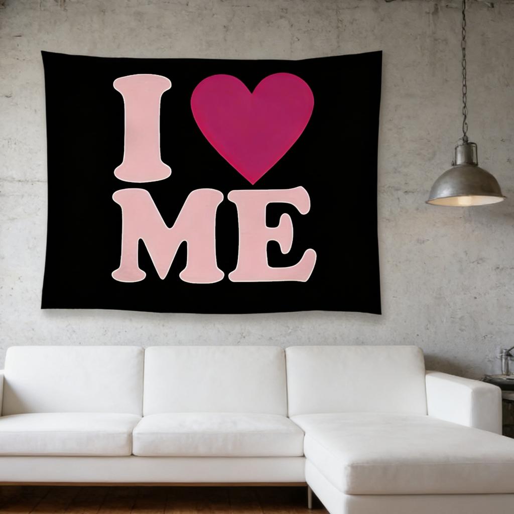 I Love Me Positive Energy Decorative Tapestry for Bedroom Office Living Room Wall Art MultiSize Flat Print Design