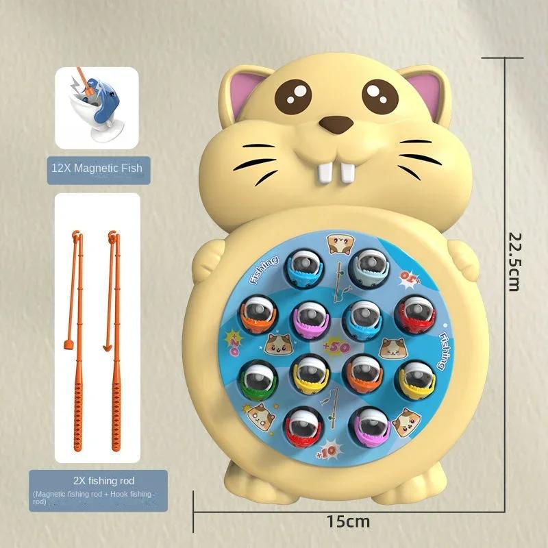 

Educational Plate Children s Hamster Fishing Toy Cartoon Mouse Fishing Fish Toy Baby Parent-child Interactive Game Gift бежевый