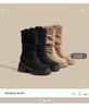 2025 Women's High-Heel Autumn Ankle Boots - Hidden Heel, Mid-Calf, Fleece-Lined Martin Style