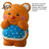 Cute Bear Desktop Decoration Hand-Carved Basswood Ornament, Apron Wood Decorative Figurine, Car Interior Accessory Statue for Shelf And Home
