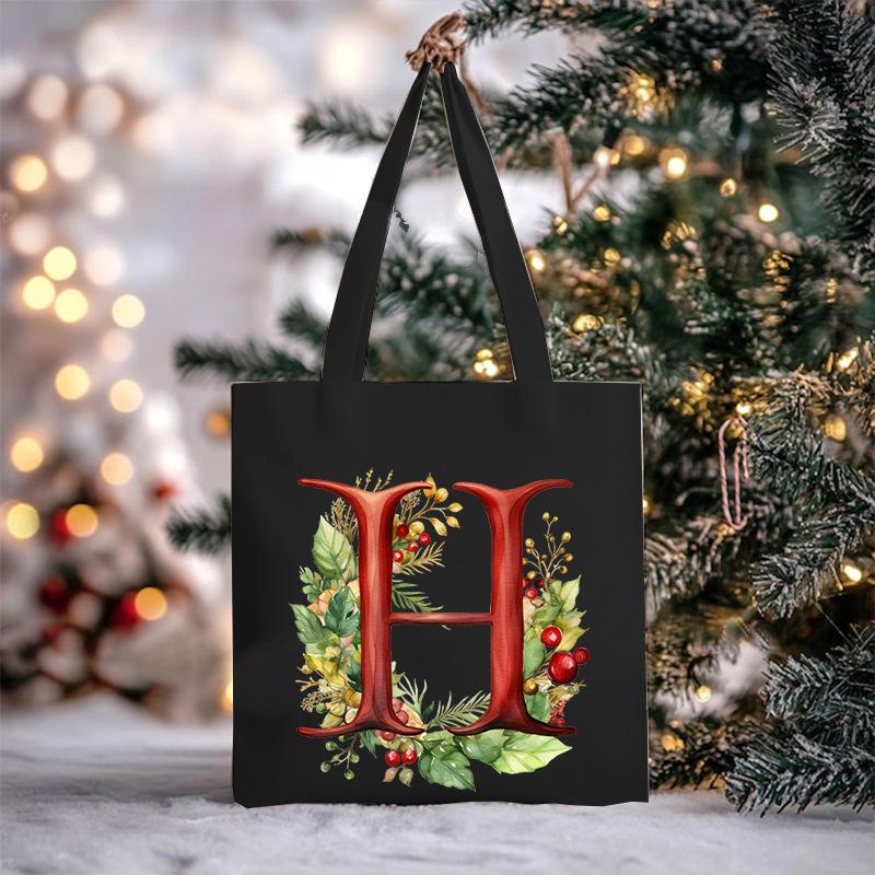 Christmas letter flower print niche trend tote bag shoulder bag