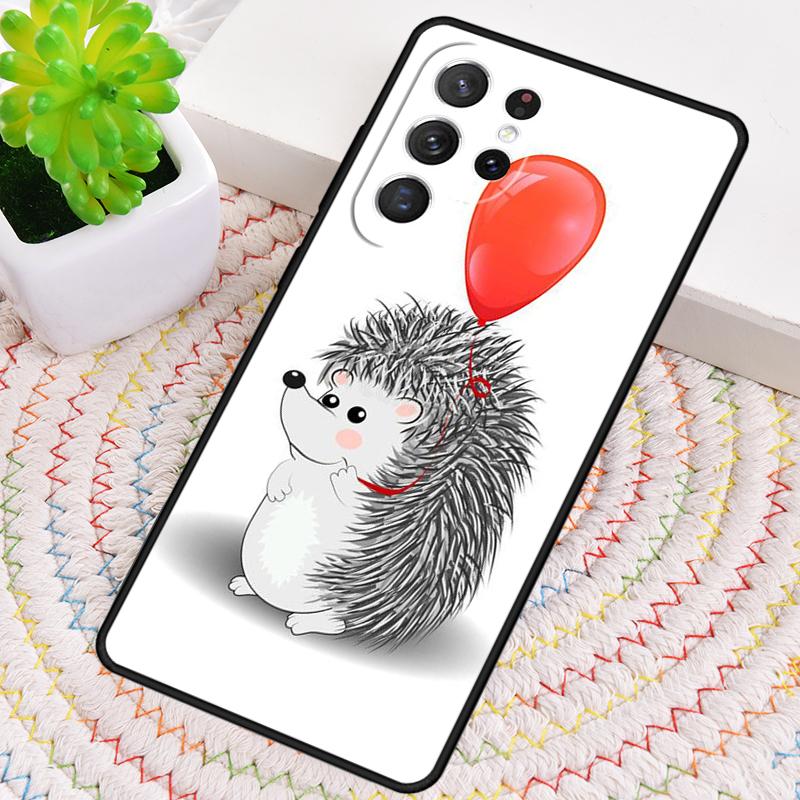 Hedgehog and Balloon Silicone Phone Case For Samsung Galaxy Note 10 Pro S26 S25 S24 S23 S22 S21 Plus S25Ultra Capa Cover