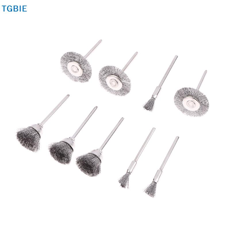 [T]3/9/15Pcs Mini Metal Brush Set Rust Removal Cleaning Brush Polishing Wheel Brush For Grinder Rotary Electric Tool Accessories