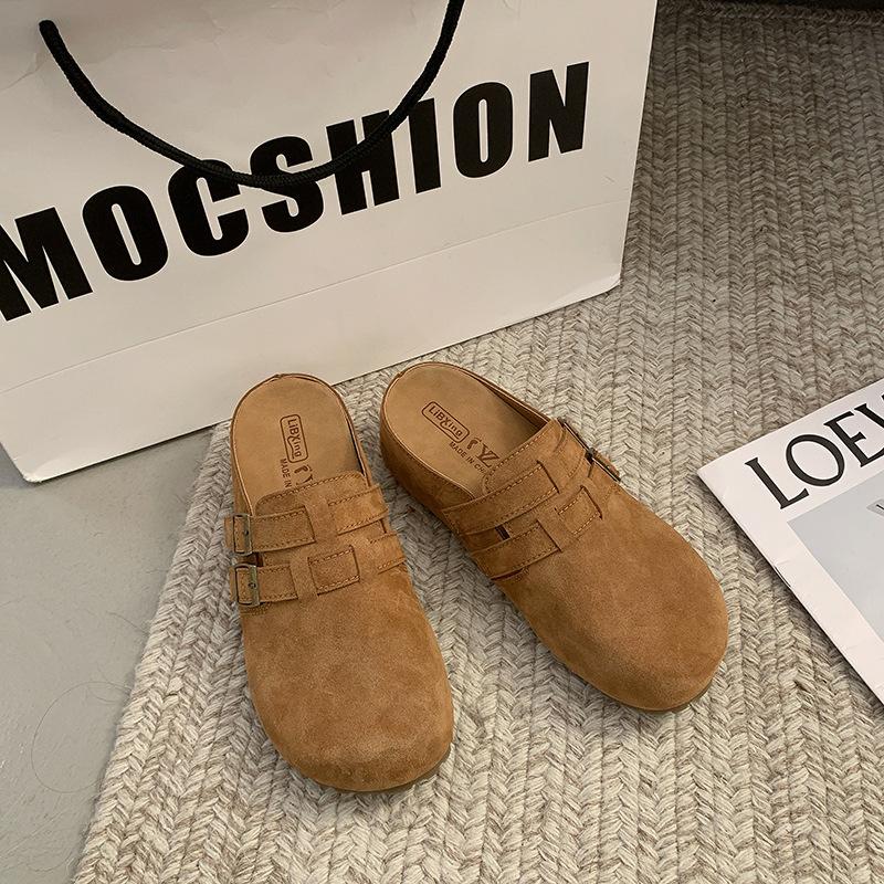 Retro bag head half slippers women's spring and summer new wear comfortable lazy versatile drag