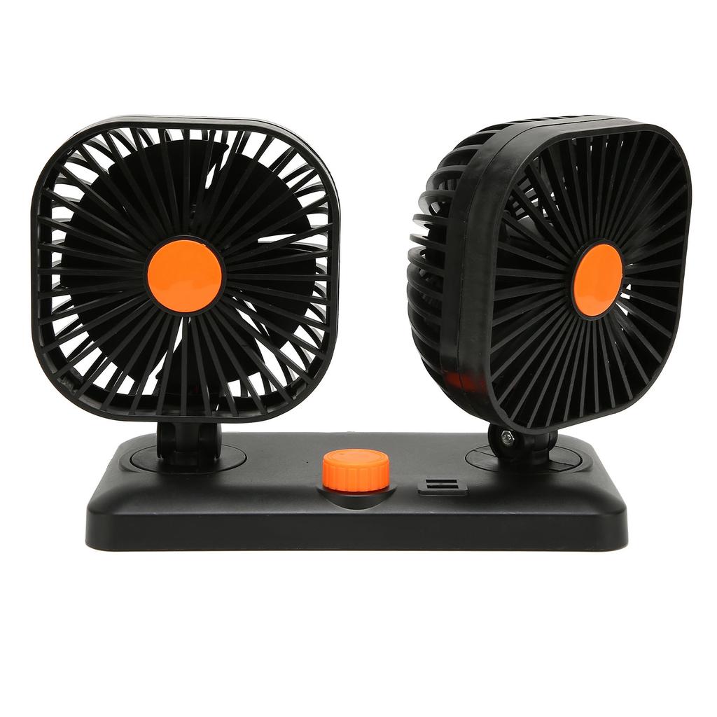 Dual Head Car Cooling Fan High Power 360 Degree Rotatable Quiet Portable Cigarette Lighter Fan for Truck SUV RV ATV Boat