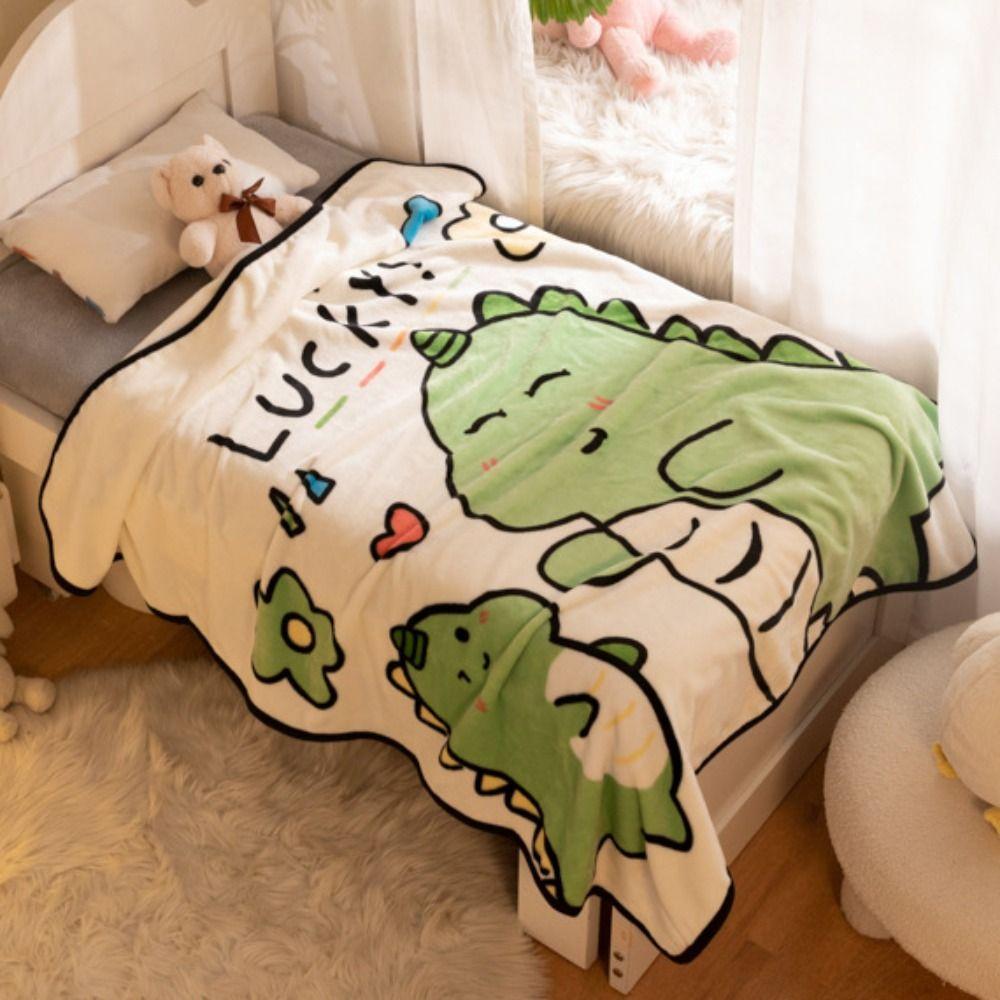 Skin Friendly Cartoon Flannel Blankets Coral Velvet Bed Blanket Bear Throw Blanket Home