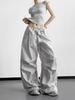 Women's Gray Wide-Leg Pants: 2026 Spring-Summer Casual, Loose, Slimming, Versatile Outdoor Work Pants