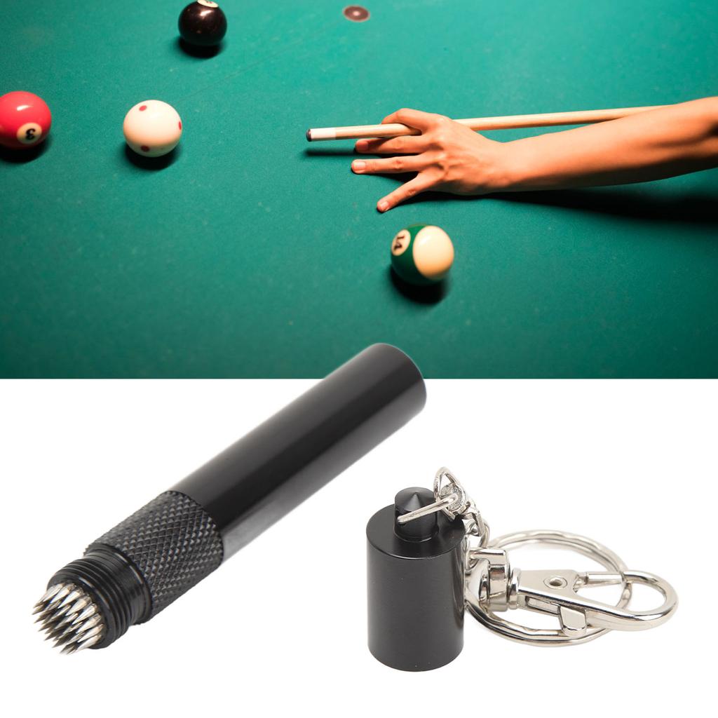 Cue Tip Pricker Tool with Key Chain 6063 Aluminum Prick Storage 2 In 1 Prevent Slip Billiard Cue Tip Pick