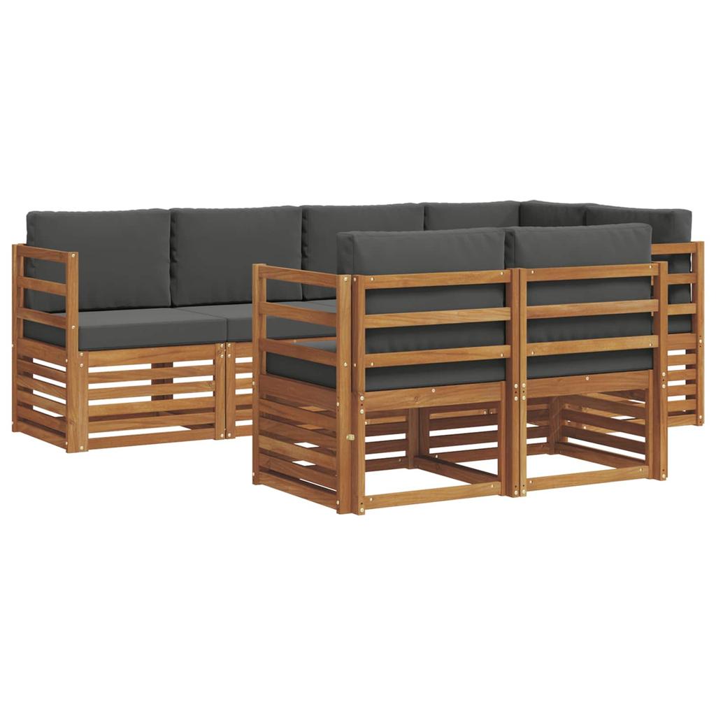 Outdoor Corner Sofa Set with Cushions 7 Pcs Natural and Anthracite