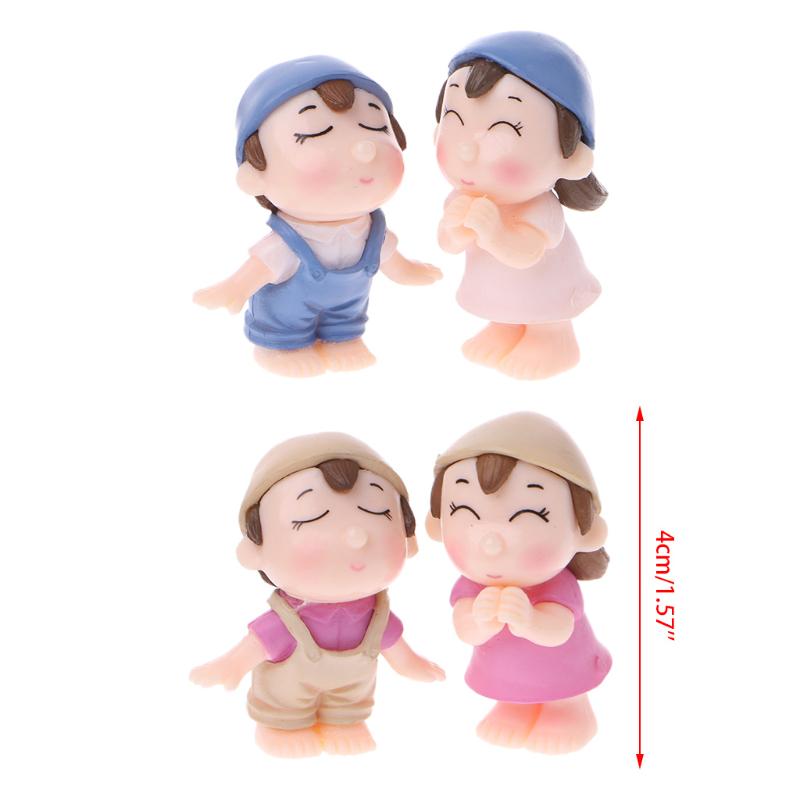 1Pair Miniature Lover Figures Bonsai Succulent Garden Smiling Couple Ornaments
