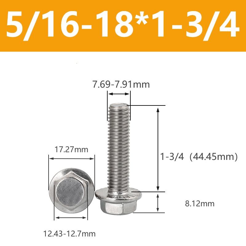 UNC 1/4-20 5/16-18 3/8-16 304 Edelstahl Sechskantkopf mit gerändeltem Flansch Kappe Schraube Sechskant Unterlegscheibenkopf Schraube