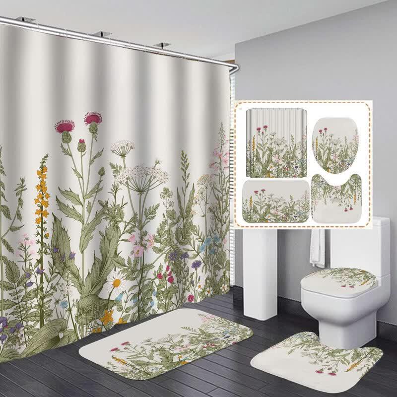 Yipanduo Punch-Free Plant Series Shower Curtain