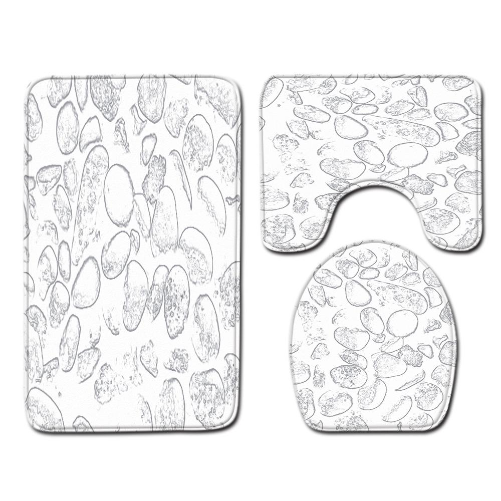 Marmorstrukturierte Toilette Dreiteilige Bodenmatte Fußmatte Badezimmerteppich