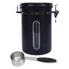 Coffee Canister and Spoon 1.8L Capacity 304 Stainless Steel Airtight Tea Coffee Storage Jar with Window Exhaust Valve