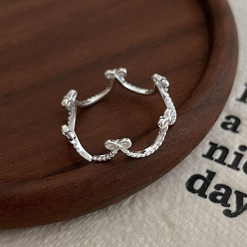 Korean Style Elegant Open Bow Crown Adjustable Ring for Women Open Adjustable