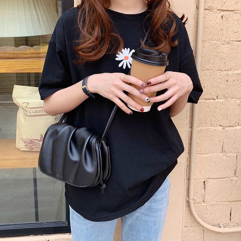 Saddle Bag, Female Cloud Bag, White Bag, Hand-held Crossbody, Simple Fairy Fold, New Trendy