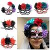 Fashion Halloween Mask Flowers Flower Wearing Ghost Mask Mexican Day of The Dead  Mask  Girls Lady