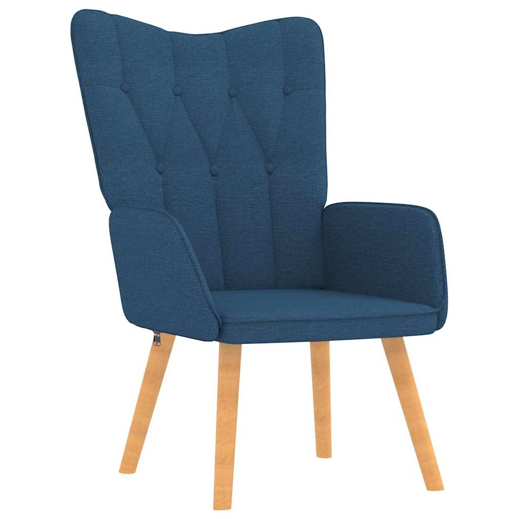 Vidaxl Armchair with Footrest, Blue, Fabric Upholstered