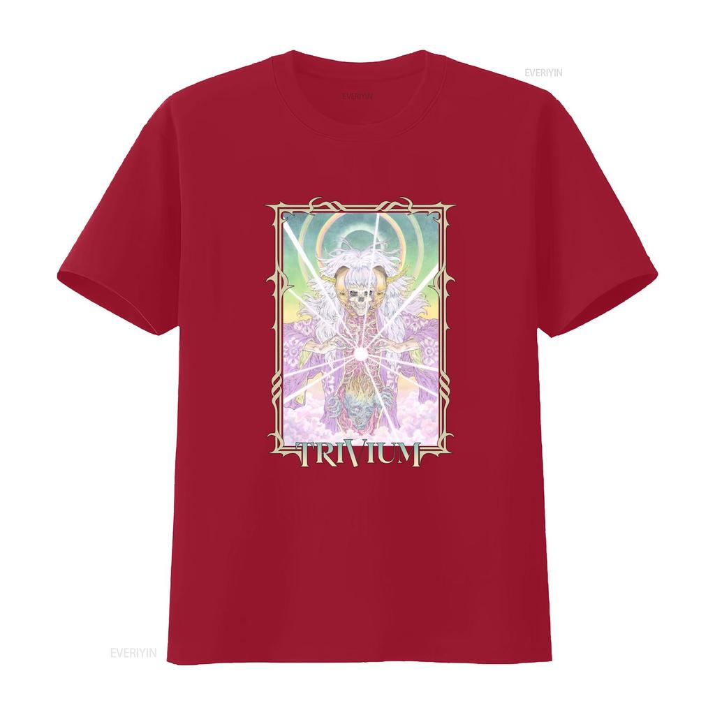 Gothic Dark Fantasy Trivium Skull Demon Psychedelic Tarot Print Casual Rock T Shirt Vintage Top For Everyday Wear