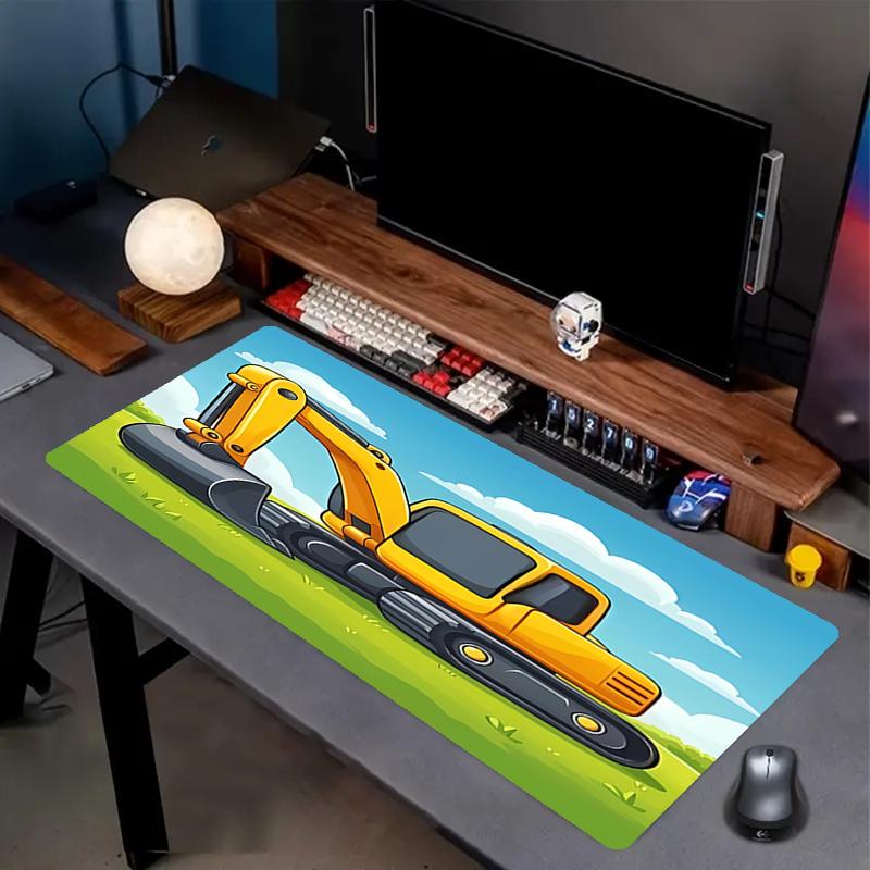 excavator Theme Mouse Pad, Non Slip Rubber Base, Multifunctional Office & Home Decor, Perfect for Workspace Personalization.