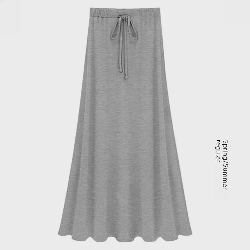 

Женская модальная юбка А-силуэта на бретелях - облегающая, летняя, большого размера 5XL