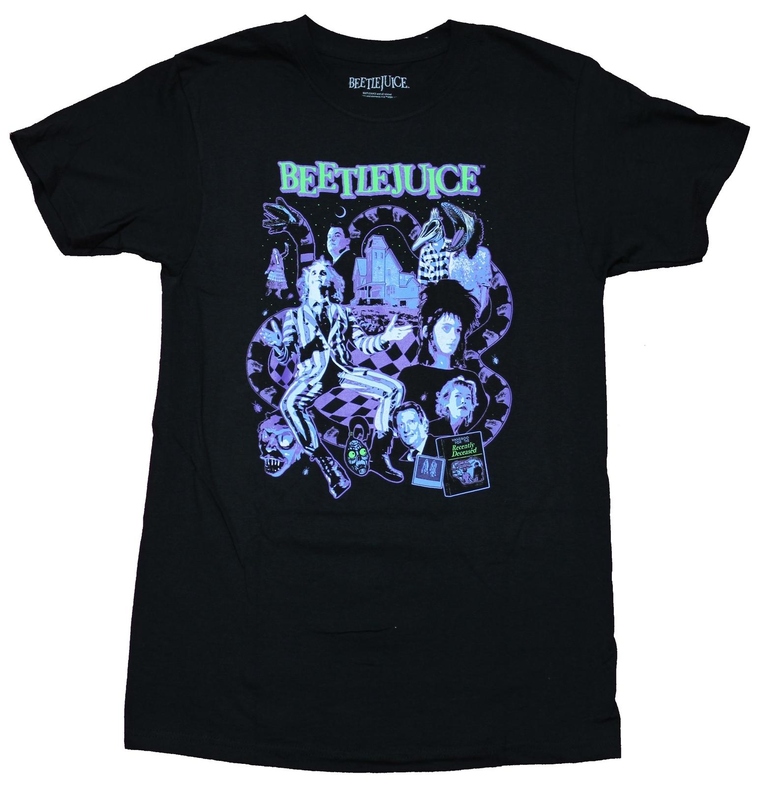 Beetlejuice Mens T-shirt Purple Tinted Movie Poster Collage Image S
