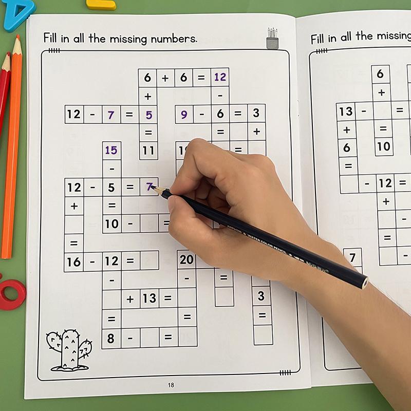 New Math Workbook Montessori For Kids Ages 5-8 Math CrossWord Puzzles Addition Subtraction Multiplication Division Criss Cross