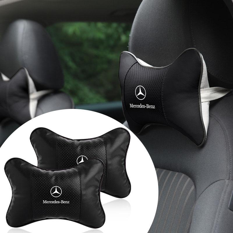 Opěrka hlavy autosedačky s logem automobilu, krční polštář, autopříslušenství pro Mercedes Benz W205 W177 W212 W213 W221 W220 W176 ML G63 E63 GT AMG