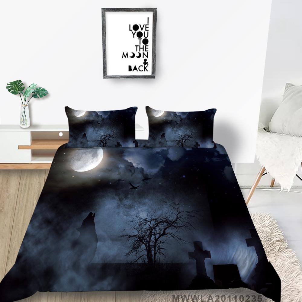 2023 New Style Duvet Cover Set Wolf Pattern Beding Cover Suitsn Polyester Quilt Cover Single Size Bed Set Teens Newly Fashion Bedding Suit