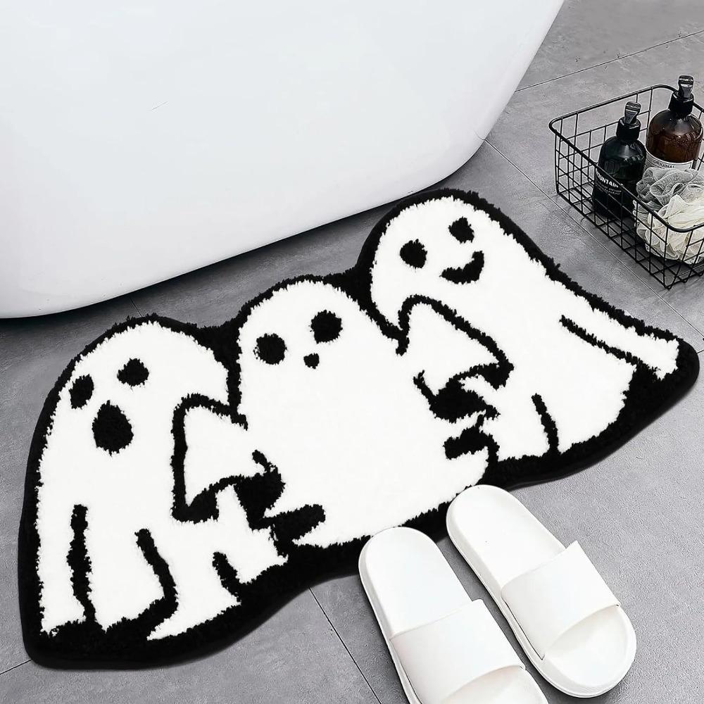Halloween Cartoon Ghost and Goblins Imitation Cashmere Carpet Home Bathroom Door Decorative Floor Mats Anti-slip Rug Foot Mat