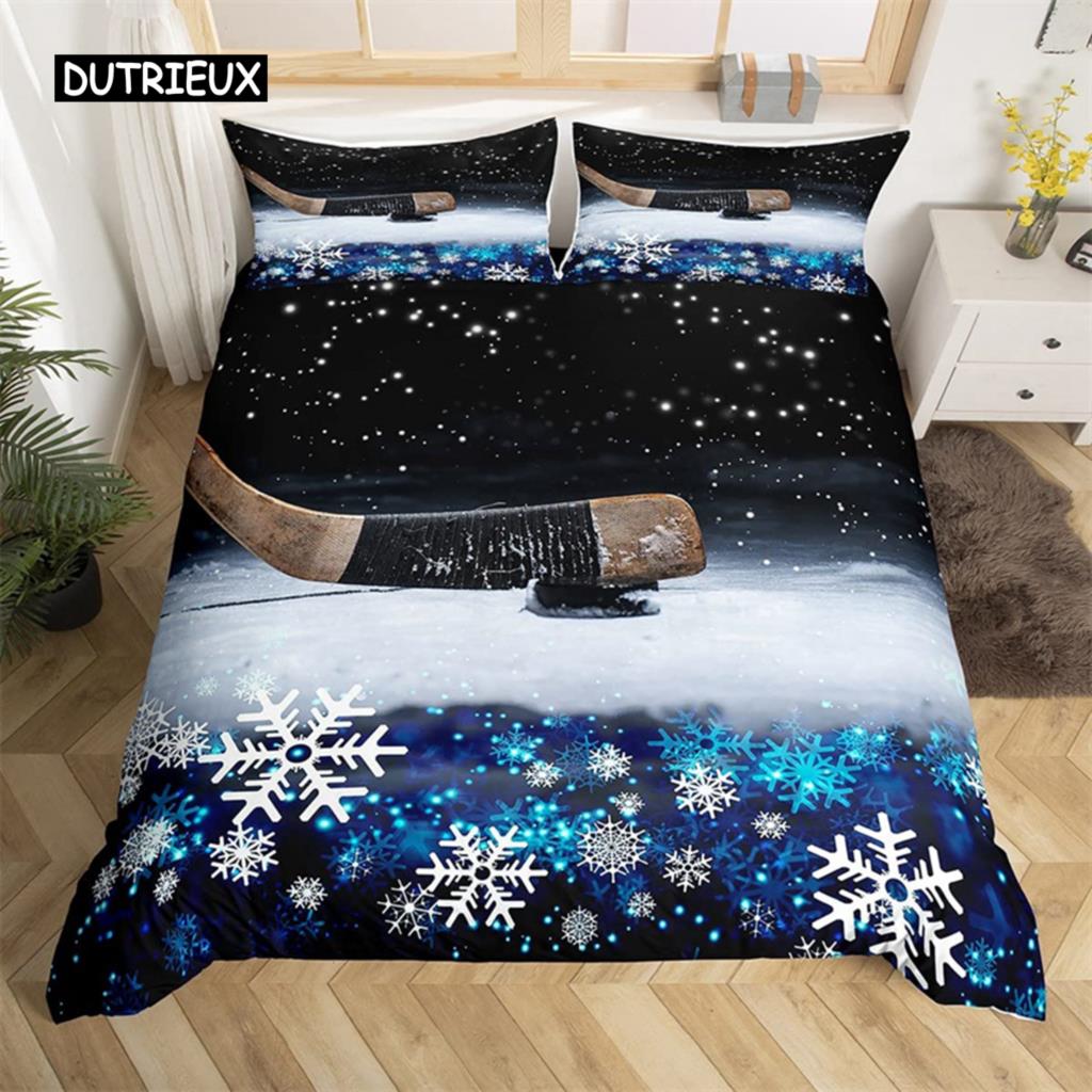 

Хокейний набір підковдри 2/3 шт. Спортивна ковдра з хокею Поліестер Хокейна шайба М яч Розмір Кінг Квін Чохол для ковдри для дітей Хлопчиків AU Single(140x210cm)