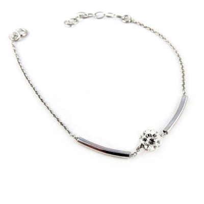 [K9568] - White 'Sissi' Silver Bracelet - 6 Mm