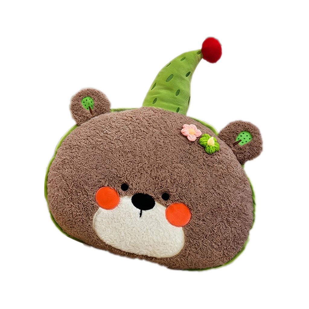 Plush Bear Pillow Soft Stuffed Cushion for Office Dormitory Camping Sleeping Decorative Toy Doll Gift for All Ages