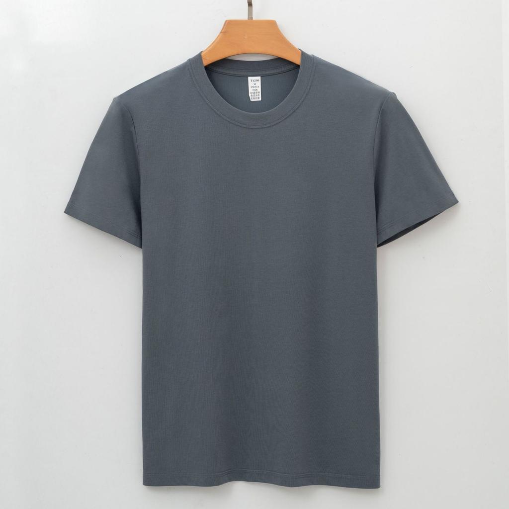 Long Velvet Cotton T-shirt Short-sleeved Round Neck Three-pin White T-shirt Men