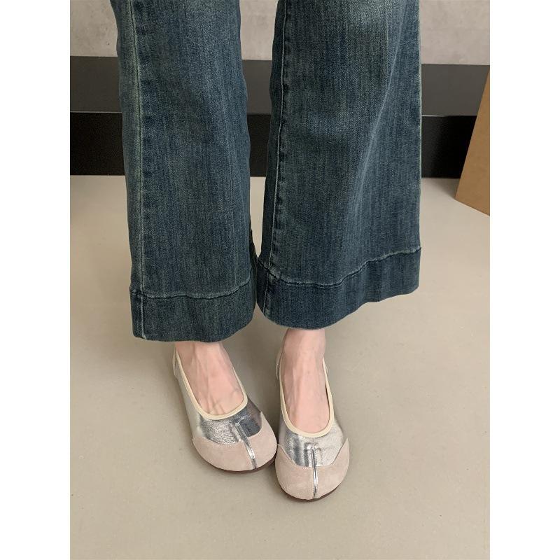 Frühlings- und Herbst-Doudou-Schuhe Bequeme weiche Sohle Flacher Ausschnitt Einzelne Schuhe Damen Ein-Fuß-Oma-Schuhe