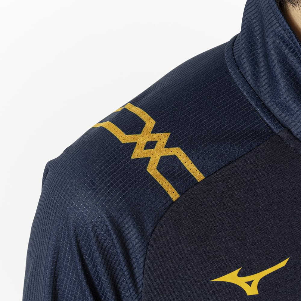 Mizuno Soft Dry Knit Hybrid Dress Size M Men's Jacket, Sweat-Wicking, Quick-Drying, Warm-Up Jersey, Navy, (32MCB001)