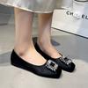 2026 New Versatile Square Buckle Slip-On Flat Shoes for Women Commuter Style Fashion Rhinestone Casual Shoes Spring Autumn Shoes